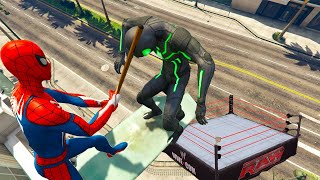 GTA 5 - WWE Extreme Match (Spider-man Vs Spiderman Big Time Stealth Suit) WWE Commentary
