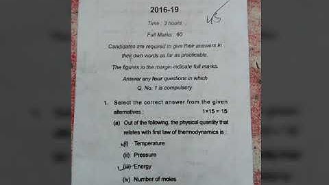 semester3 vbu UG physics(honours)C6/paper6(PHYSICS OF THERMODYNAMICS )(2016-19)PYQ