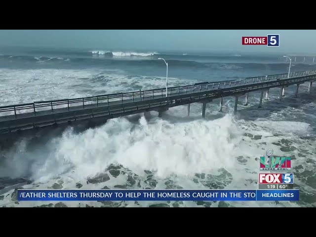 Ocean Beach Pier Gets Slammed By High Surf 