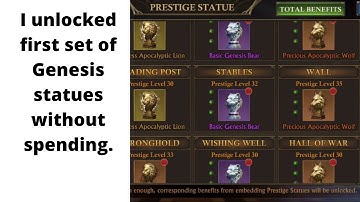 KING OF AVALON: I unlocked the first set of Genesis statues without spending, I got +320% inf stats