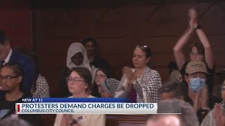 Protesters at Columbus City Hall demand OSU protesters charges be dropped