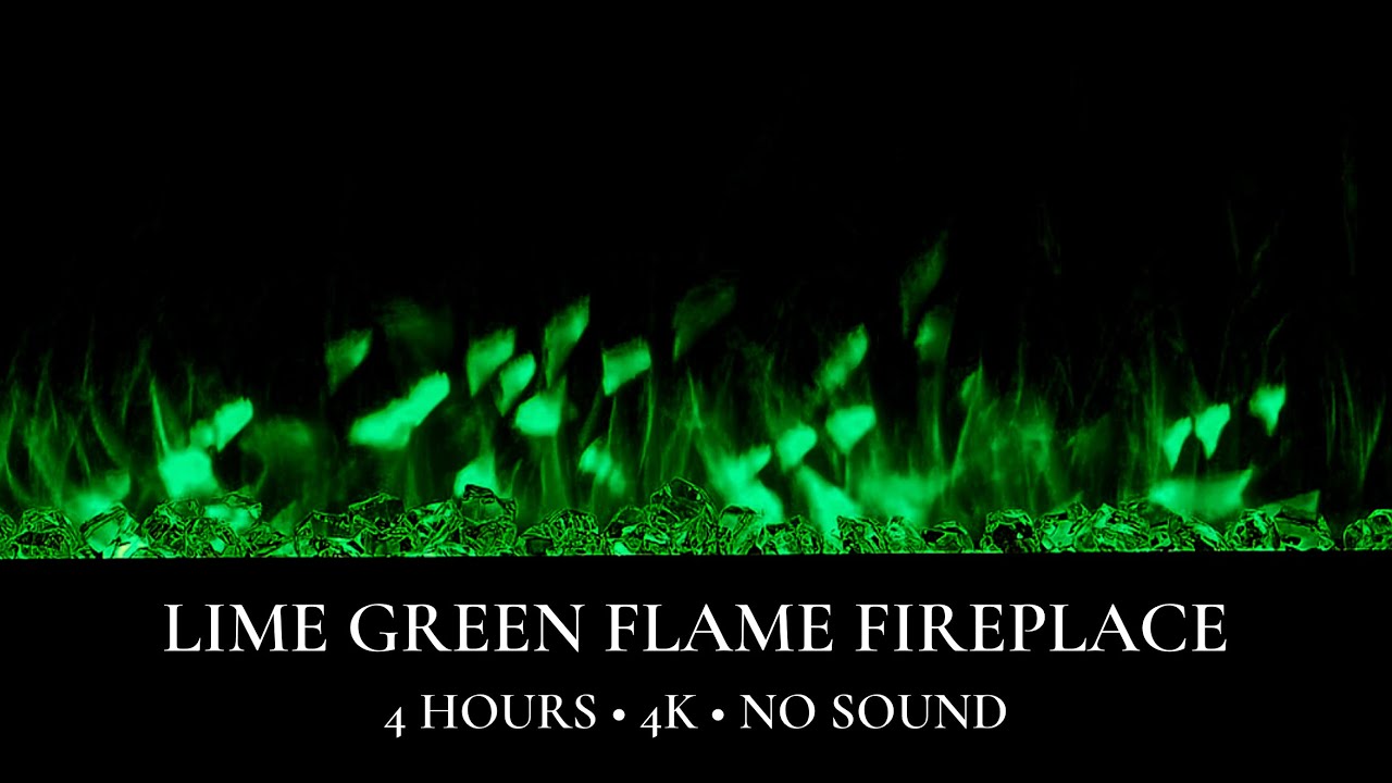 Lime Green Luxury Fireplace 4K | 4 Hours Vibrant Ambiance | No Music