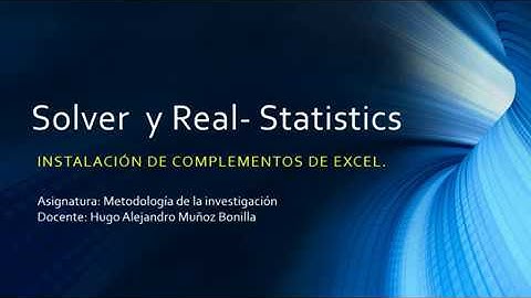 Complementos de excel solver realstatistics