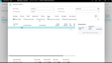 Dynamics 365 Business Central - Create General Journal - Edit in Excel