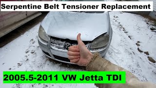 Serpentine Belt Tensioner Replacement MK5 Jetta TDI Volkswagen 2005.5-2011 05.5 06 07 08 09 10 11