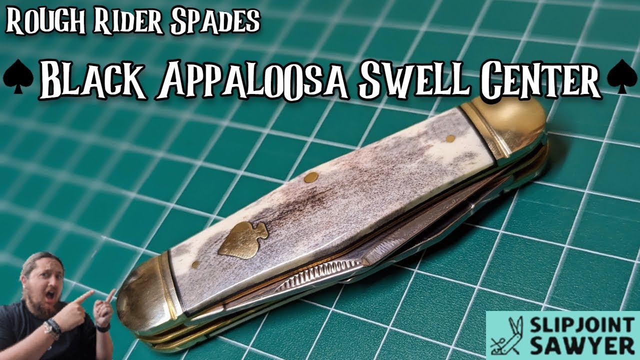 Rough Rider Spades Black Appaloosa Swell Center Pocket Knife RR2487