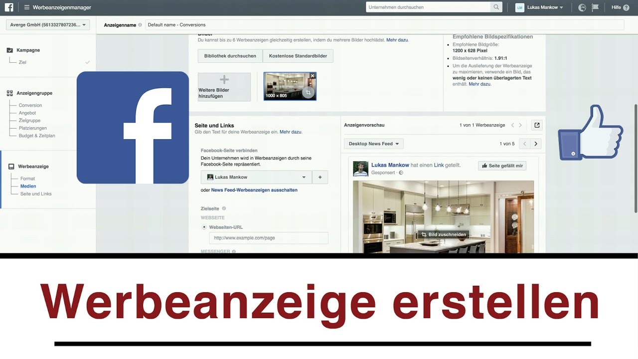 Facebook Werbeanzeige erstellen (deutsch) Tutorial um Werbung zu