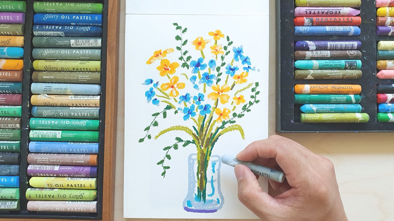Easy Oil Pastel #3 / How to draw flower vase - YouTube