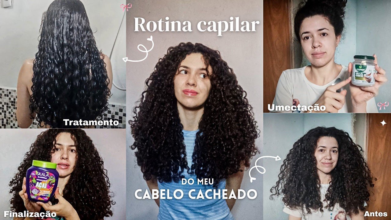 ROTINA CAPILAR CABELO CACHEADO 🫧 6 dias sem lavar o cabelo 🤮