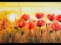 Watercolor Field of Poppies Painting Demo