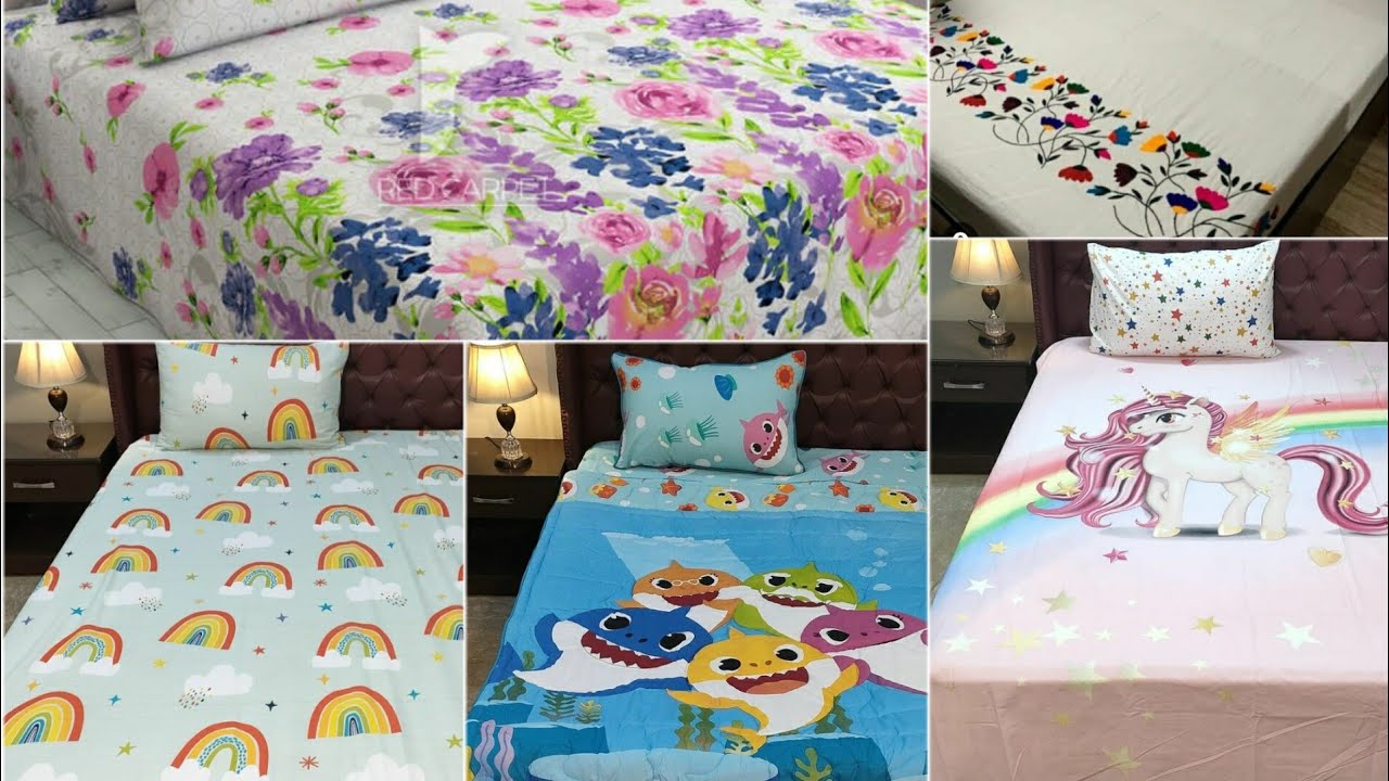 Fabric painting// Bed sheet design//fabric painting bed sheet YouTube