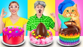 Me vs. Grandpa vs. Cat Cooking Challenge | Sweet Recipes You Need to Know By 123 GO! CHALLENGE