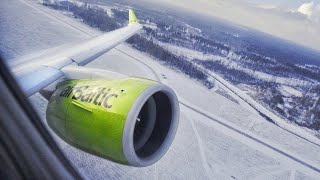 Silent Airbus A220-300 Cs300 Air Baltic Takeoff From Riga International Airport