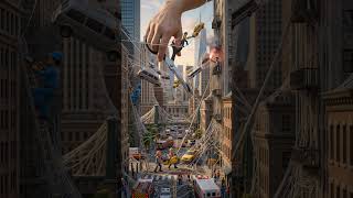🕸️ Giant Hand Frees a Tiny City from a Massive Spider Web!