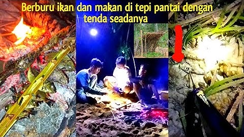 Camping di pinggir pantai memburu ikan malam hari || berkemah dan berburu #petualang #camping
