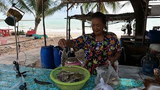 อาหารทะเล😋 fangfrischen Fisch & Meeresfrüchte am Strand in Thailand kaufen