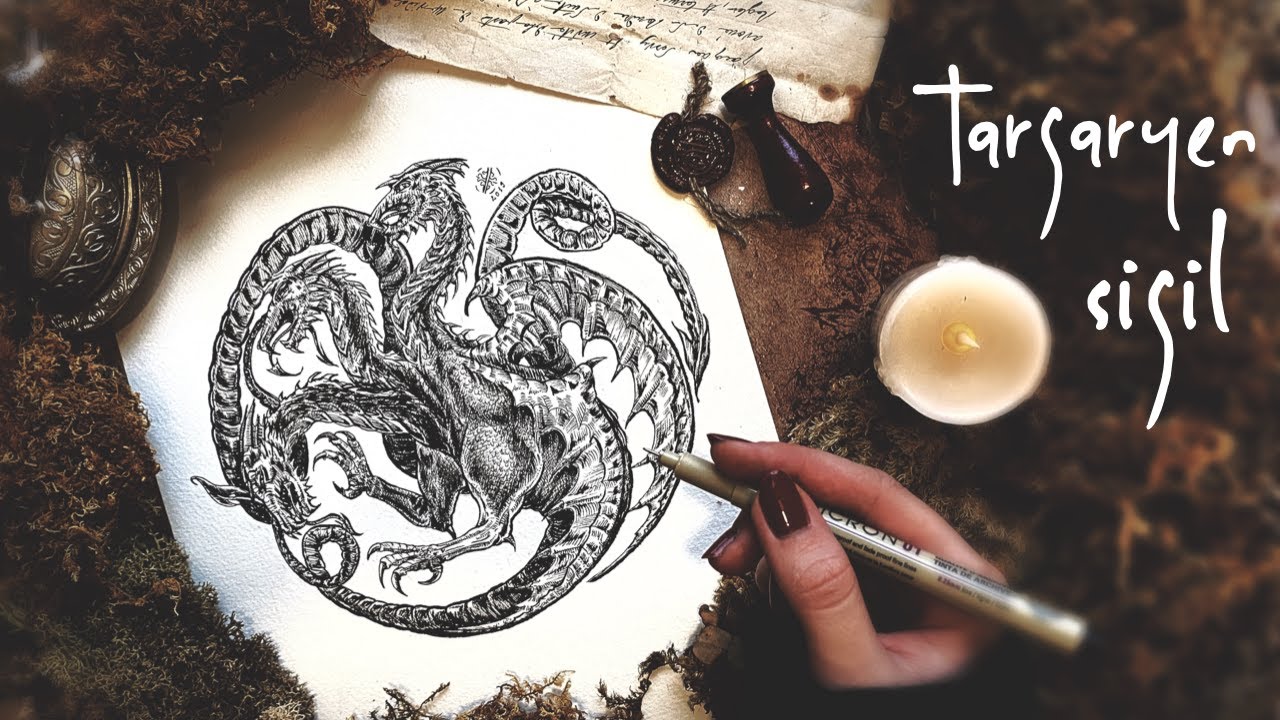 How to draw the Targaryen Dragon Sigil | Game of Thrones Art |Ink