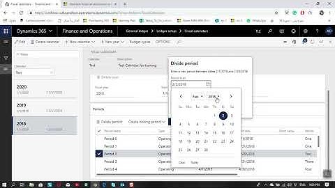 D365 General Ledger Ledger Calendar and Fisical Calendar