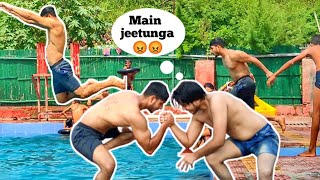 Arm wrestling challenge with public | A day spend on pool side ??| sweat arena zone