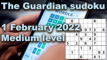 Sudoku solution The Guardian 1 February 2022 Medium level
