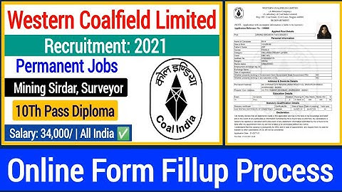 WCL Mining Sirdar Online Form 2021| wcl mining sirdar, surveyor vacancy 2021 online form kaise bhare