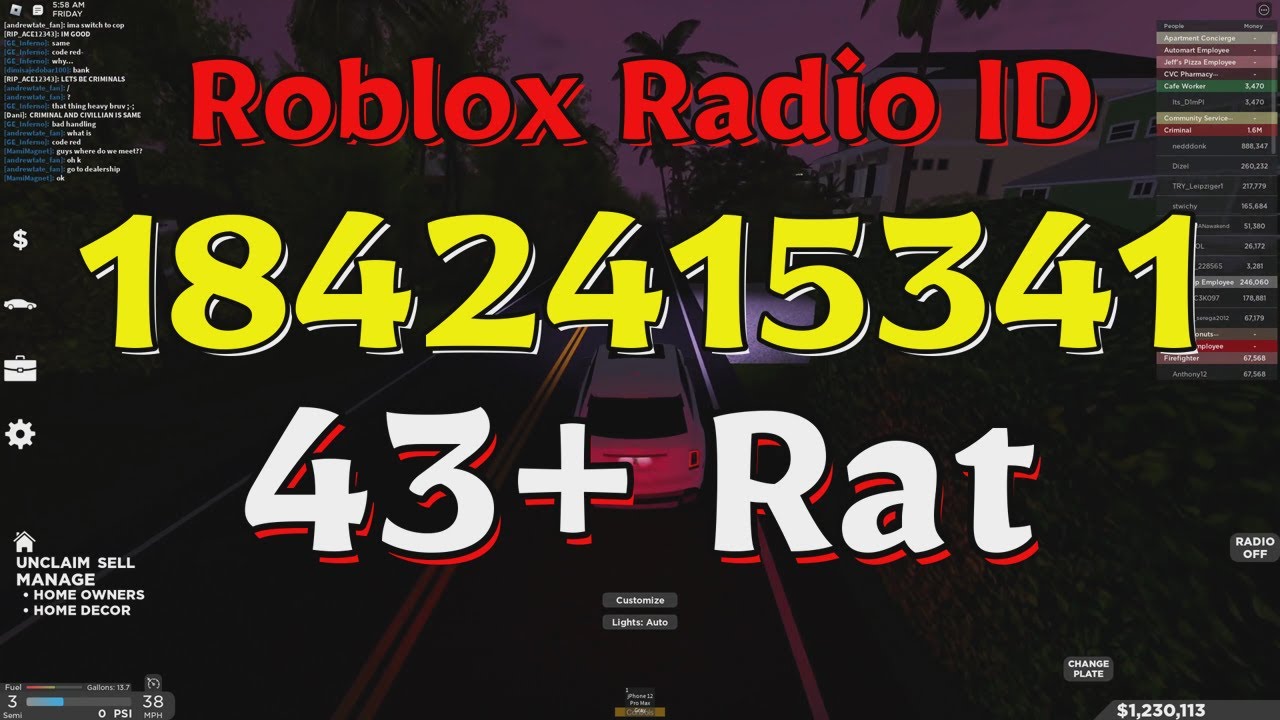 Rat Roblox Radio Codes/IDs - YouTube