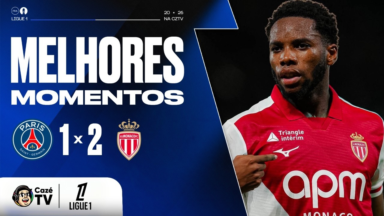MELHORES MOMENTOS: PSG 1 X 2 MÔNACO | LIGUE 1 26/27 | 3ª RODADA