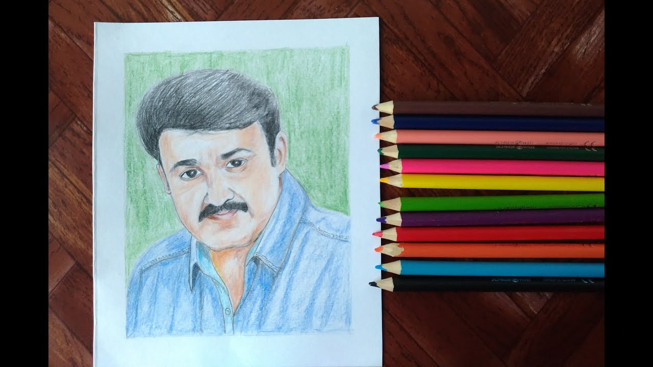 How to draw Mohanlal with colored pencils.Dedicate to all Mohanlal fans