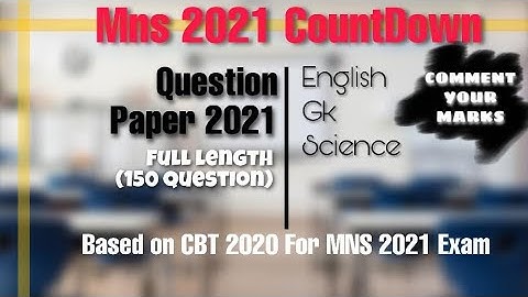 MNS Question Paper for 2021| MNS MOCK TEST PART 1 2021