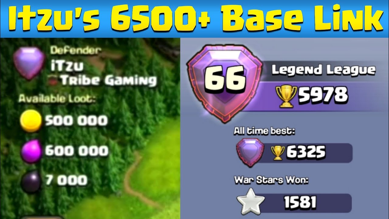 Itzu's 6500+ Th13 Legend League Base with Link | Th13 war base | Clash of clans