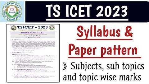 TS ICET 2023 Syllabus & Paper pattern ||ICET exam pattern ||TS ICET syllabus.