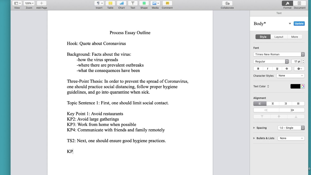 outline process essay