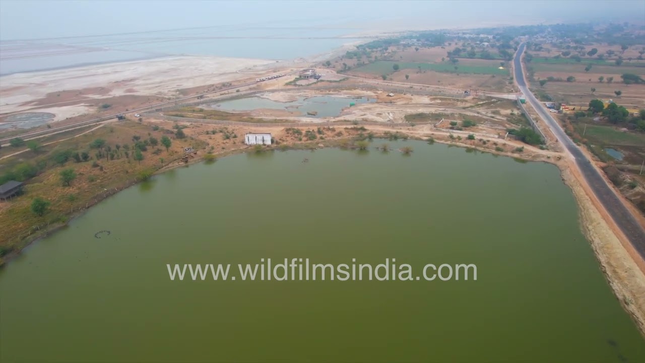 Aerial View of salt works at Sambhar Lake | Scenic Landscapes of Rural India