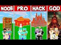 Minecraft: FAMILY LAVA HOUSE BUILD CHALLENGE - NOOB vs PRO vs HACKER vs GOD in Minecraft