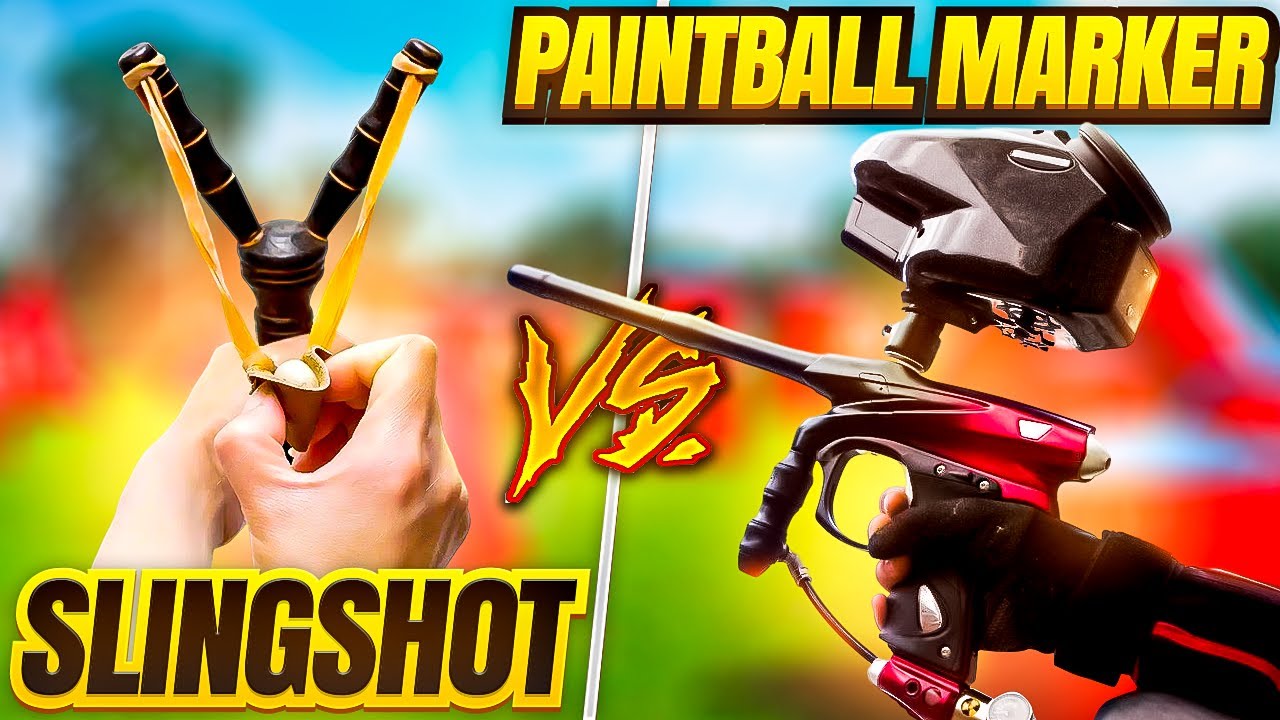 He Brought A Slingshot To A Paintball Fight! 