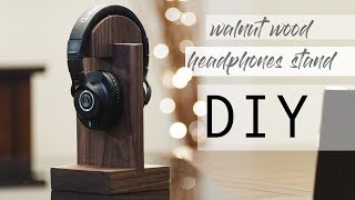 DIY walnut wood headphones stand