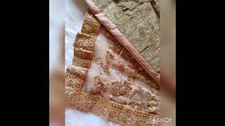 Gold Sequin Soft Net Saree screenshot 3