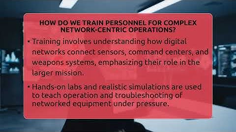 How Do We Train Personnel For Complex Network-centric Operations? - Tactical Warfare Experts