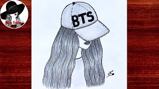 Easy BTS drawing | Pencil sketch of BTS Army | BTS girl drawing