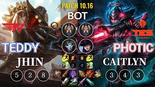 T1 Teddy Jhin vs TES Photic Caitlyn Bot - KR Patch 10.16