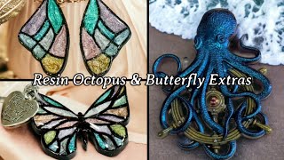 #488 Resin Octopus & Ship Wheel With Chameleon Powder And Holographic Glitter.