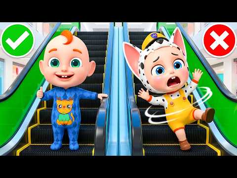 Be Careful at the Escalator | Learn Safe Rules for Kids | Rosoo Nursery Rhymes