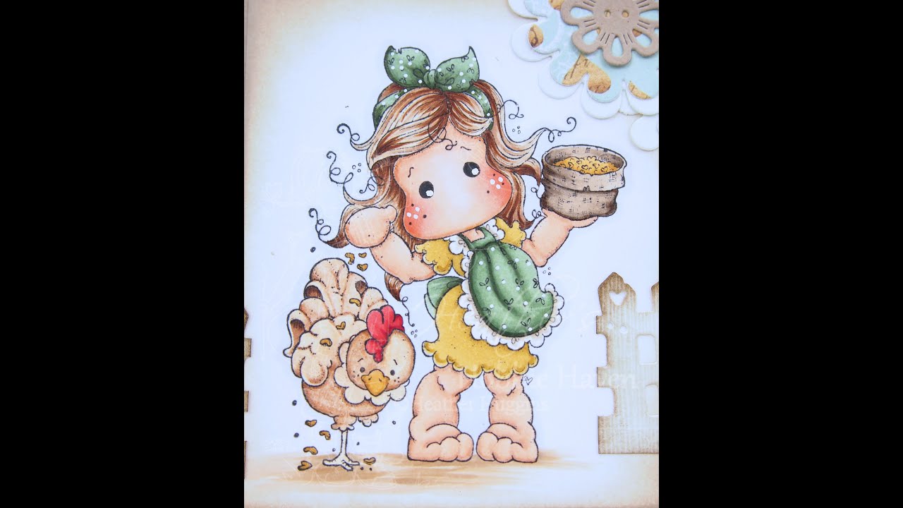 Tilda with Cock A Doodle Doo Rooster Copic Coloring Card Kit - YouTube
