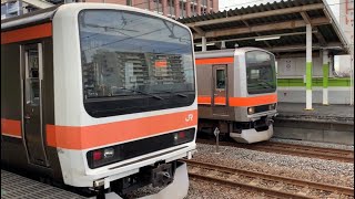 JR武蔵野線南流山駅を入線.発車する列車。