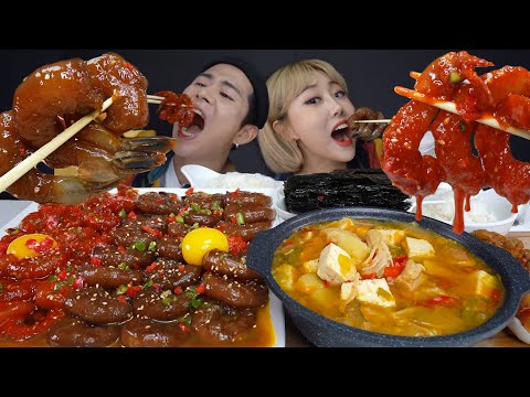 SUB) ASMR MUKBANG 알캉쫄깃! 밥도둑 특집!! 간장새우장+양념새우장+김+된장찌개!! SOY SAUCE & SPICY shrimp REAL SOUND