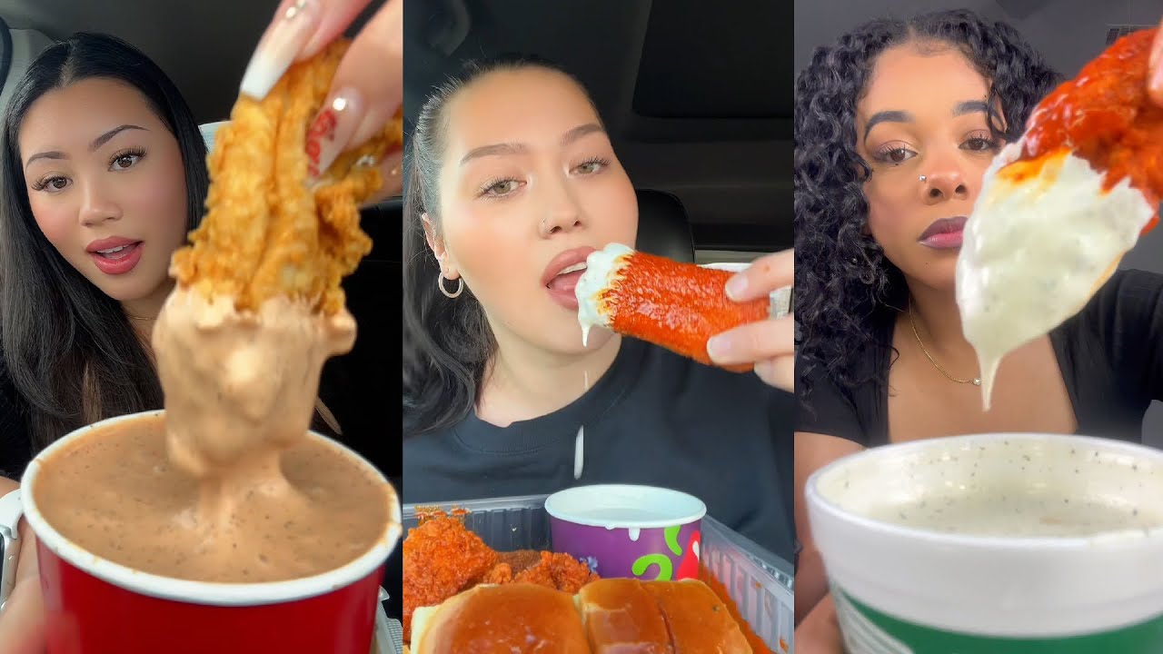 TIKTOK Mukbang Compilation | Cane's, Wingstop, Chili's, Jollibee, McDonald's & More!