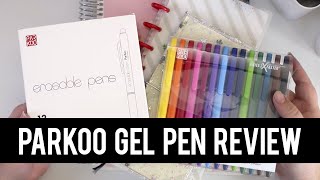 ParKoo Gel Pen and Erasable Gel Pen Review and Paper Tests on Happy Planner, Erin Condren, Hobonichi