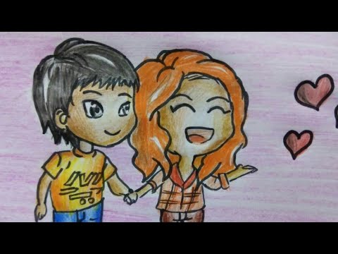 Drawing Cute Boy And Girl Holding Hands Step By Step Best Friends Cute Chibi 17 Youtube