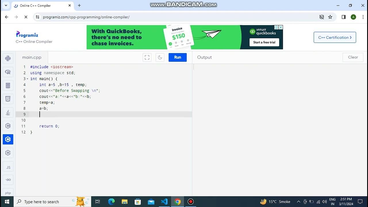 #Swapping numbers #by using temporary variable#c++ code #easy code # ...