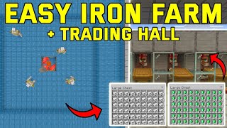 EASY & SIMPLE Iron Farm + Trading hall in Minecraft 1.20+ (Bedrock,Mcpe,Ps4,Xbox)